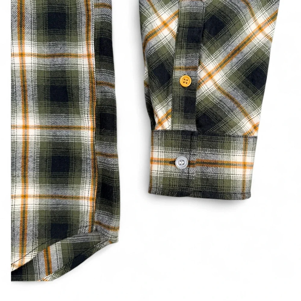 LRG‎ Lifted Research Group Shirt Mens L Green Plaid Flannel Buttoned Long Sleeve